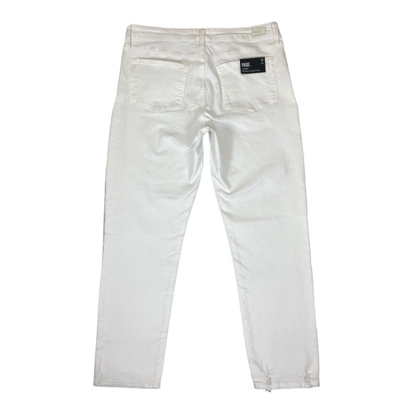 Paige Amber Jeans Crisp White Ankle Straight Mid Rise - Picture 3 of 8